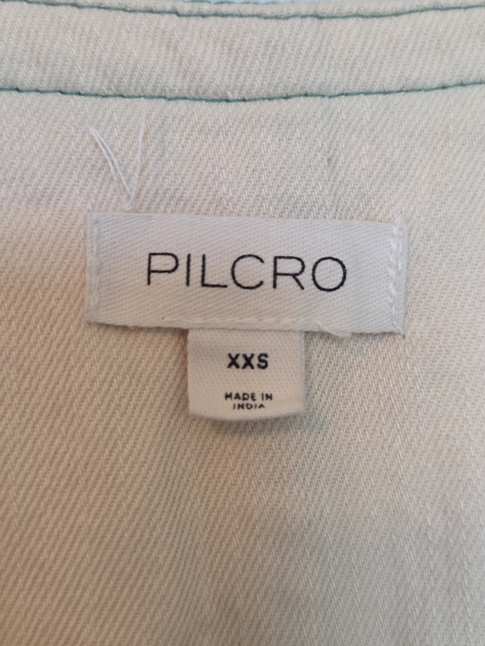 Pilcro / Anthropolige Cream A-Line Sleeveless Dress with Green Trim - Picture 2 of 6